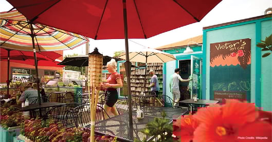 Patio with greenery at Victors 1959 Cafe Minneapolis
