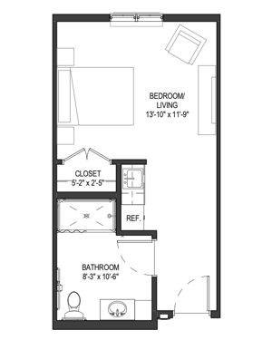 The Monarch - 390 sq ft, studio (MC)