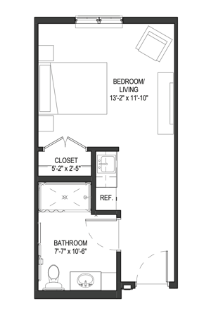 The Regal Fritillary - 372 sq ft, studio (MC)