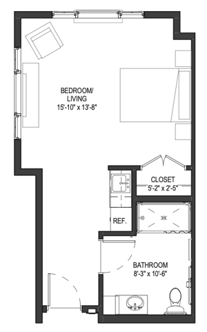 The Tiger Swallowtail - 452 sq ft, studio (MC)