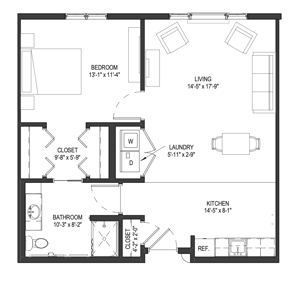 The Gardenia - 771 sq ft, 1 bedroom (Gardens)