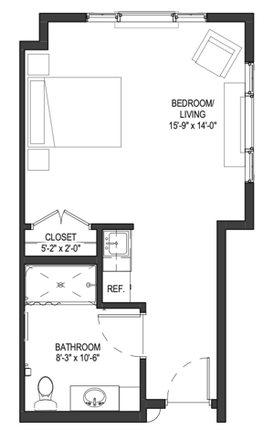 The Sunflower - 452 sq ft, studio (Gardens)