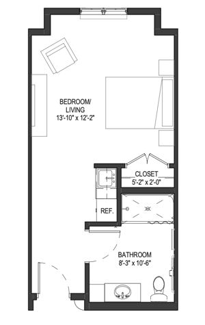The Violet - 410 sq ft, studio (Gardens)