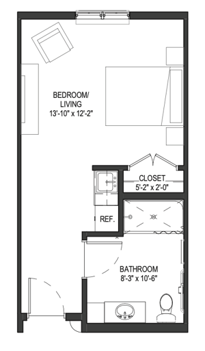 The Zinnia - 390 sq ft, studio (Gardens)