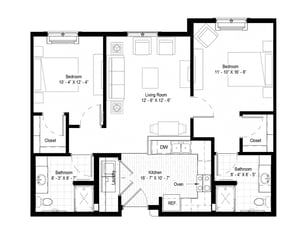 The Stockholm - 1,007 sq ft, 2 bedroom, 2 bathroom