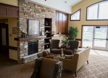 westwood ridge fireplace lobby