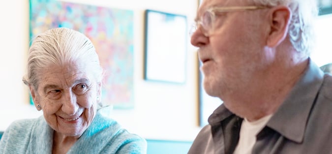 woman smiling at man